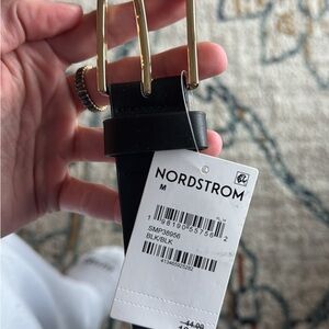 Nordstrom Black Belt with Gold Accents